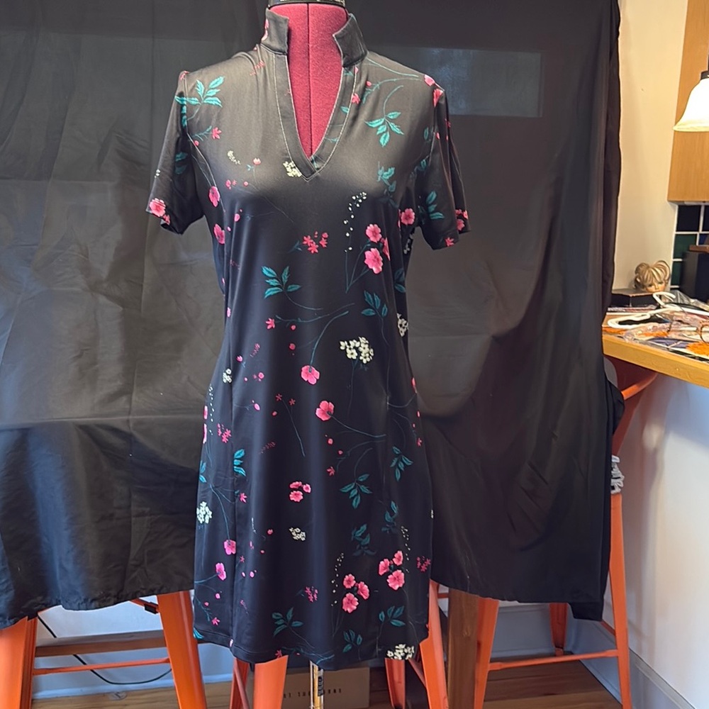 Floral Black Golf Dress